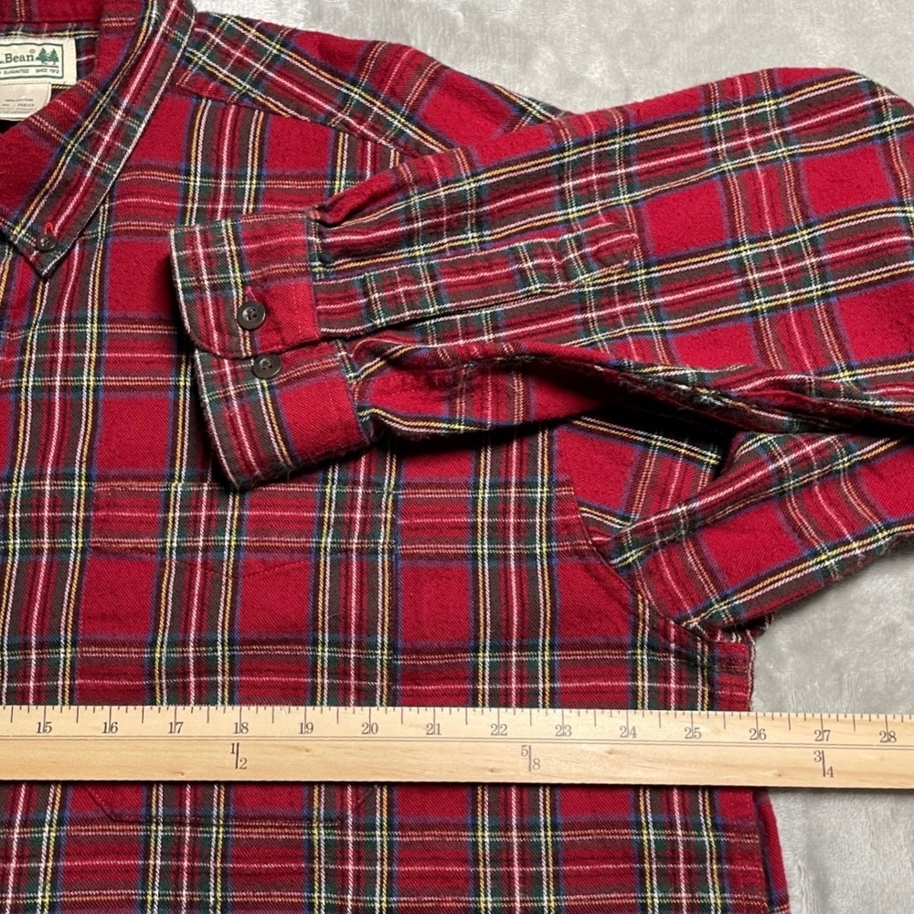 LL Bean Mens XL Red Plaid Flannel Shirt Long Sleeve Button Down Cotton 228061 - Picture 9 of 11